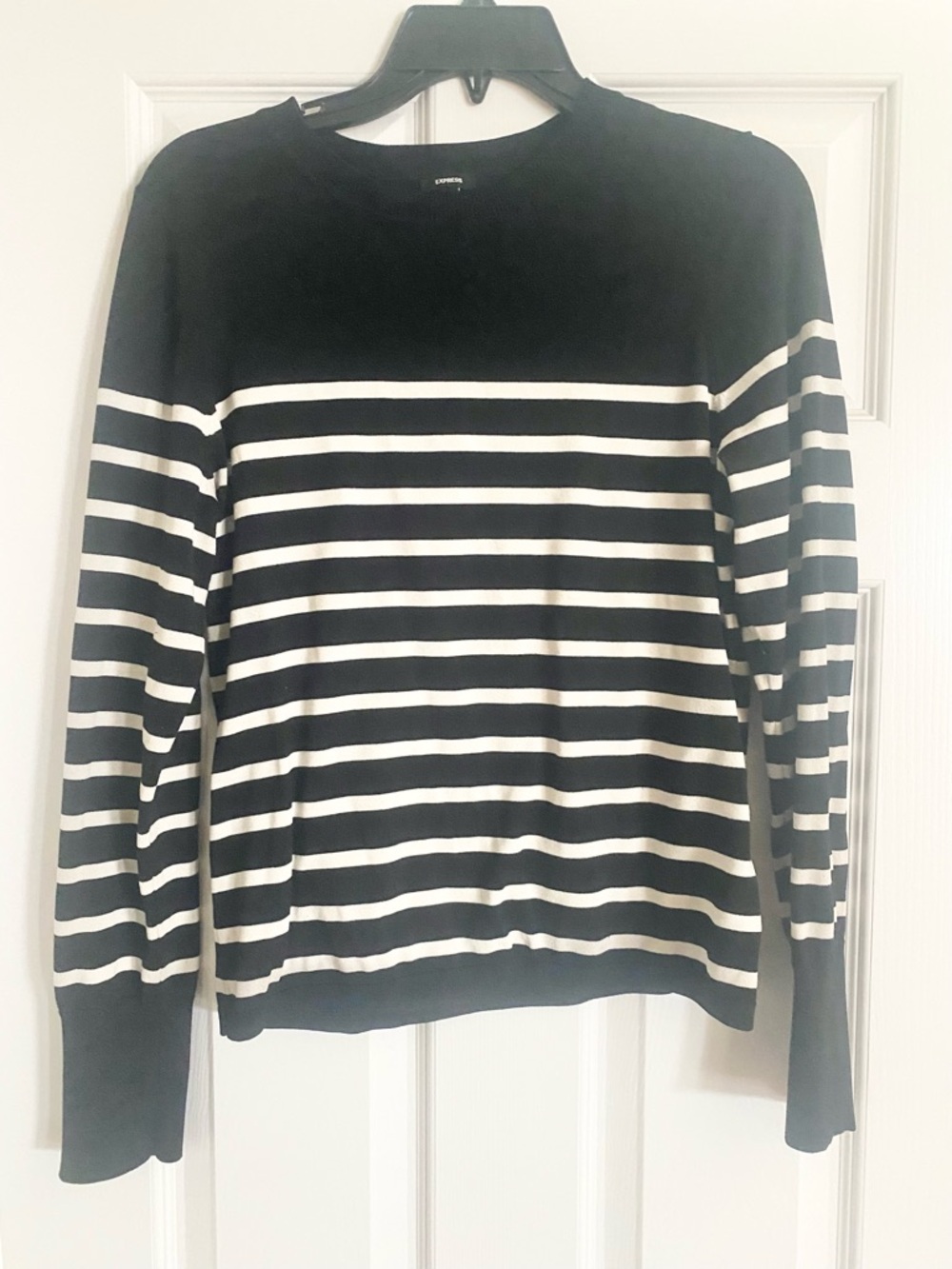 Express Black Ribbed Knit Pullover - Picture 2 of 6